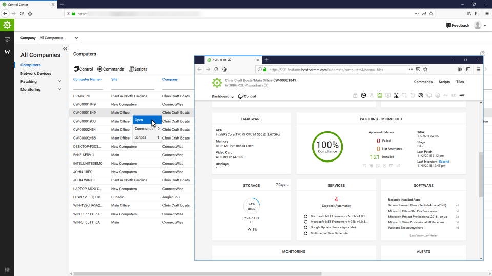 screenshot of ConnectWise Automate